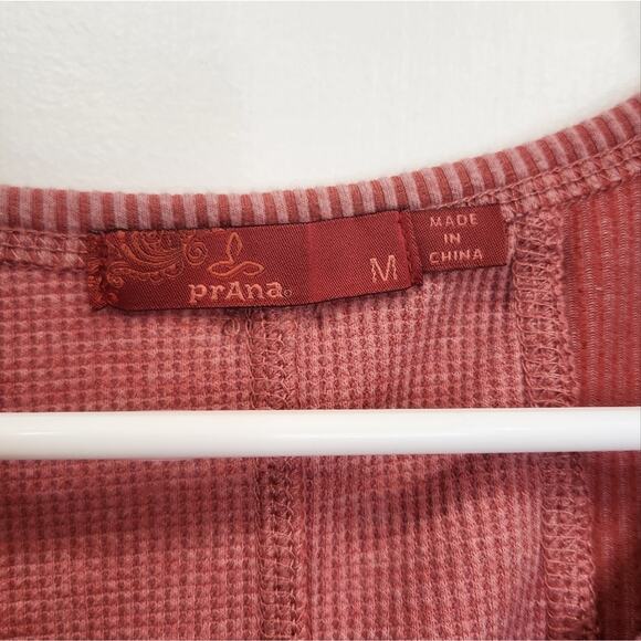 PrAna Peach Waffle Knit Long Sleeve Top medium - Picture 3 of 5
